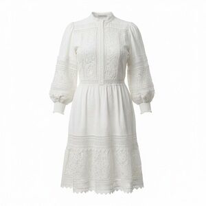 Alice + Olivia White Long Sleeve Lace Dress